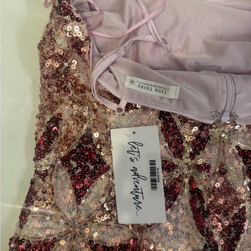 12th Tribe Sequin Embellished Gold and Silver Cocktail Mini Dress - Picture 4 of 4